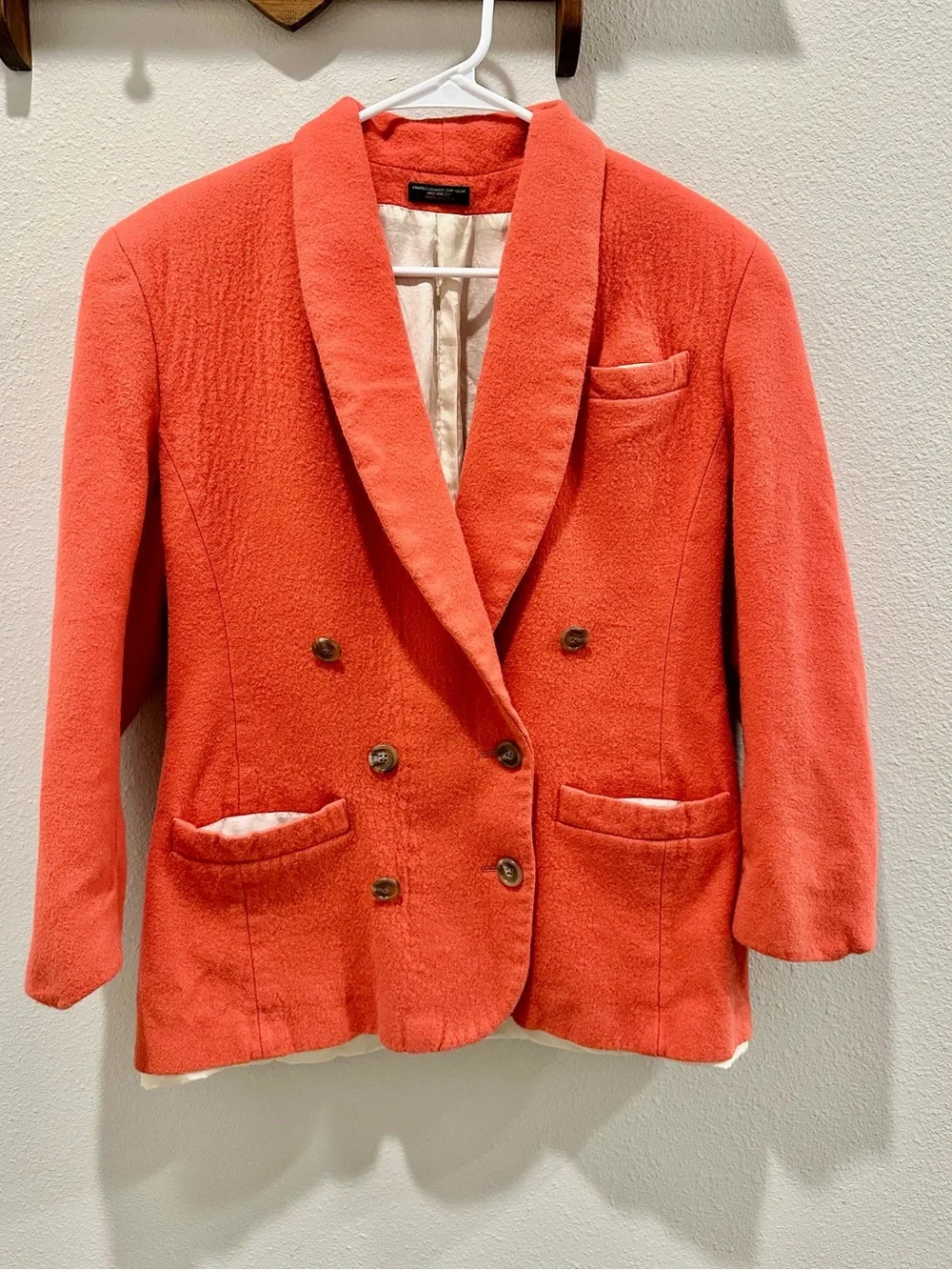 Vintage Coral Double-Breasted Blazer Jacket Women’s Large